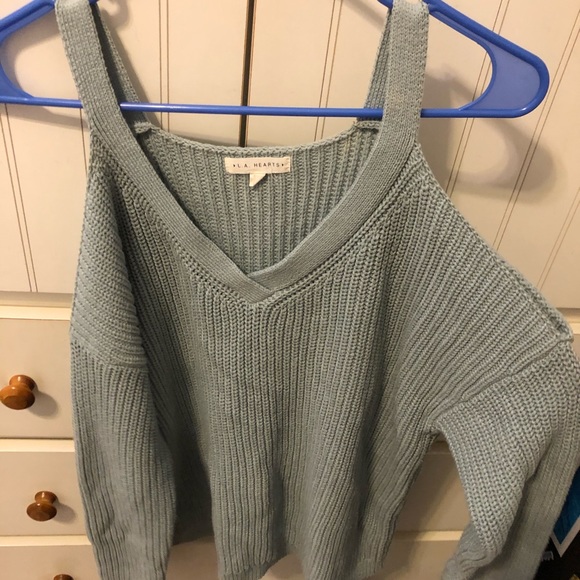 Teal Pacsun cutout shoulder sweater - Picture 2 of 3